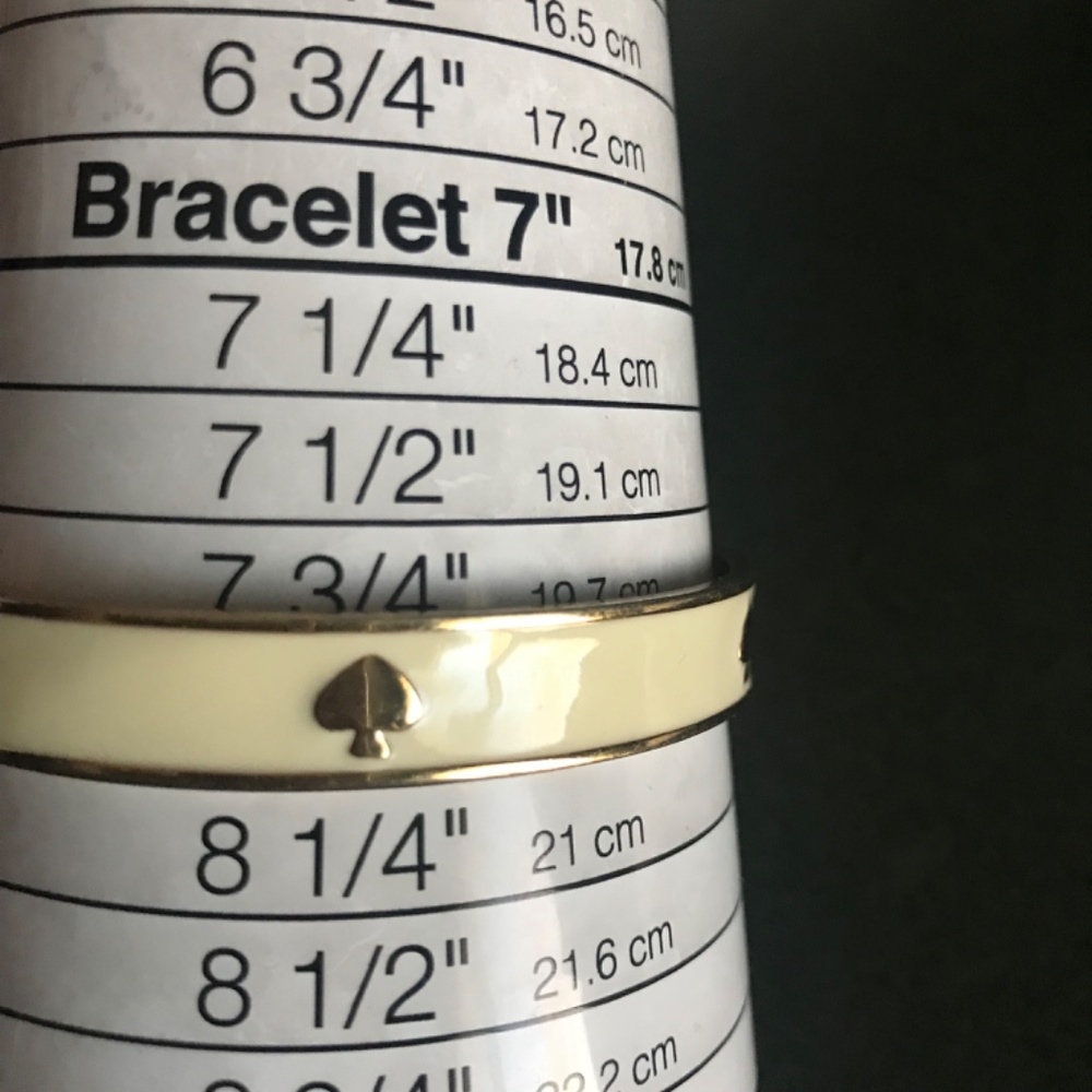 Kate Spade NY Bangle Bracelet Off White Enamel Yellow Gold Plated Designer Logo - Picture 7 of 8